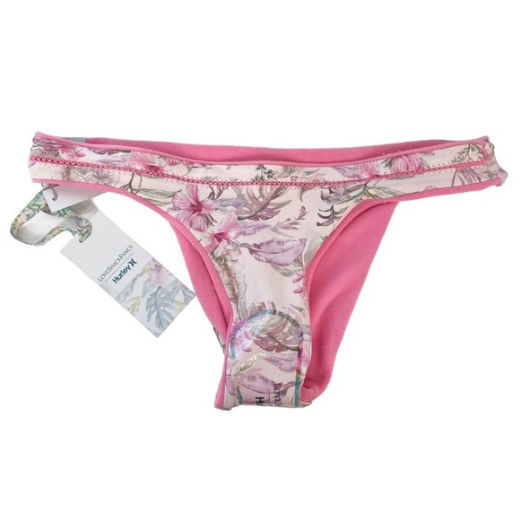 LoveShackFancy Hurley NEW Hawaiian Hibiscus Terry Cheeky Bikini Bottoms MEDIUM - Picture 3 of 6